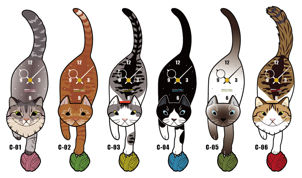 猫の振り子時計－定番デザインカタログ-01