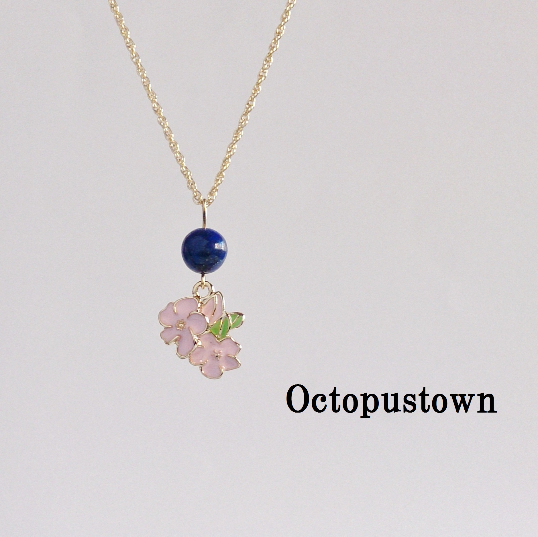 ❀優美な花❀ 桜とラピスラズリのネックレス