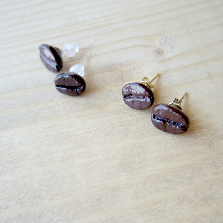 本物のコーヒー豆でできたハンドメイドピアス・イヤリング